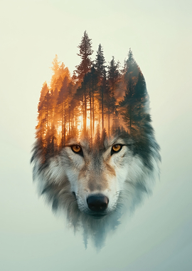 Wolf Forest Double Exposure