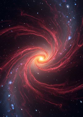 Eye of Sauron - AGN - Swirling Red Galaxy in Deep Space