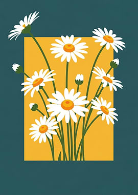 Daisies on a Yellow Background