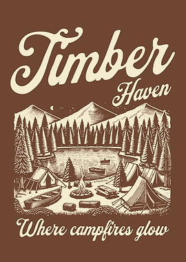 Camping Forest Poster Vintage Engraving Style Nature Landscape Wall Art Outdoor Adventure Decor