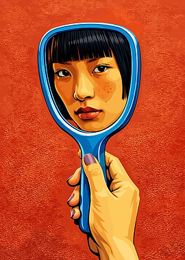 Woman Looking in Mirror