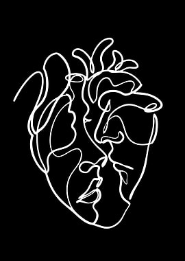 Abstract Heart Line Art