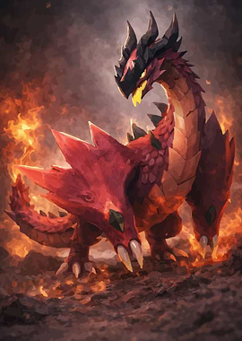 Red Dragon in Flames
