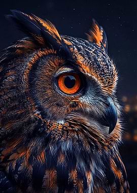 Close-up of an owl's face