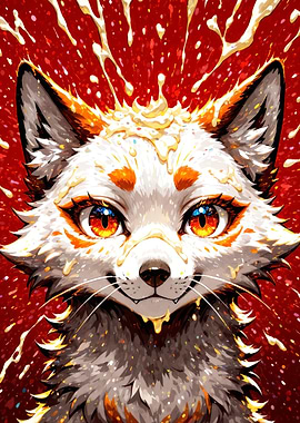 Cute Fox with Cream Splatter