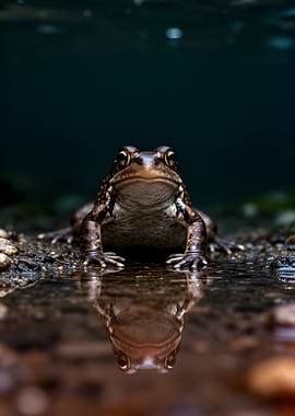 Frog Reflection in Water