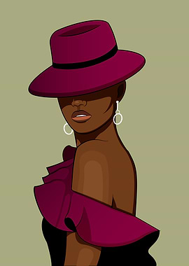 Woman in Fedora and Ruffled Dress