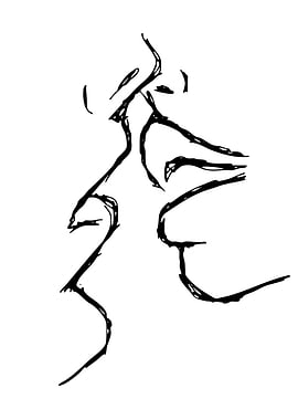 Abstract Kissing Faces Line Art