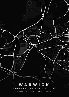 Warwick England Dark Map