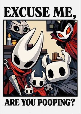 Hollow Knight characters asking 'Are You Pooping?'