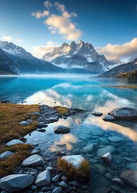 Misty Mountain Lake Sunrise