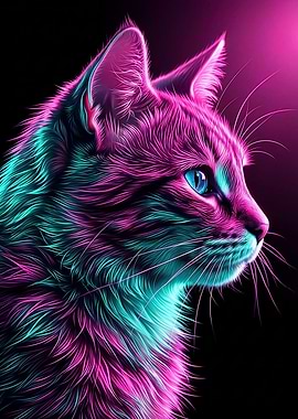 Neon Cat Portrait