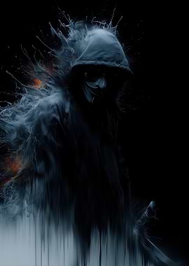 Anonymous Hacker in Digital Splatter