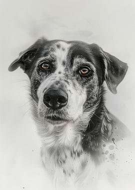 Portrait of a black and white dog