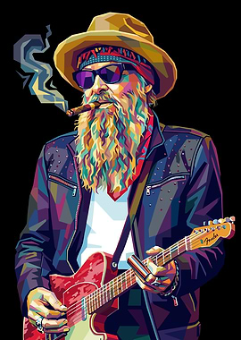 Musician with Guitar and Cigar