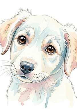 Watercolor Puppy Portrait