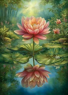 Serene Water Lily Reflection