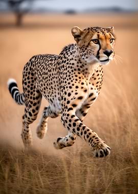 Cheetah running in savanna