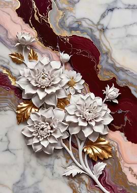 White Dahlia Floral Arrangement on Marble