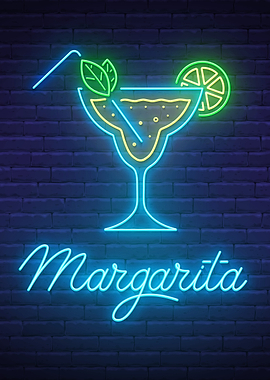Neon Margarita Cocktail Sign