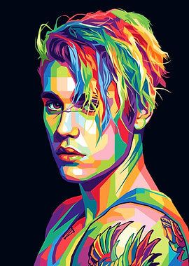Colorful Pop Art Portrait of Justin Bieber