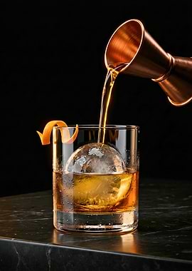 Whiskey Glass With Spherical Ice
