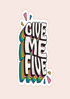 Give Me Five Retro Sticker