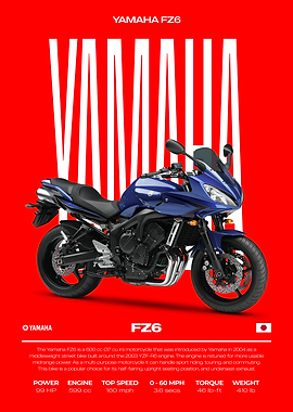 Yamaha FZ6 Motorcycle Poster