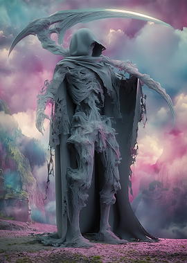 Grim Reaper in a Dreamlike Landscape