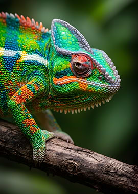 Vibrant Chameleon on a Branch