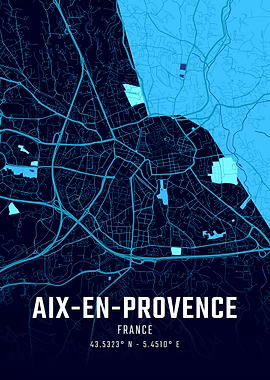 Aix-en-Provence Midnight City Map