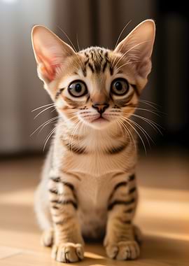 Cute Bengal Kitten Sitting Indoors