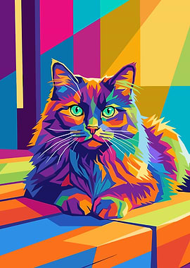 Colorful Cat Portrait