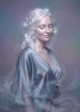 Crystal Haired Woman in Flowing Gown