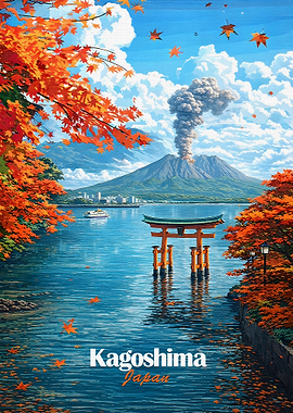 Kagoshima Japan Volcano Torii Gate