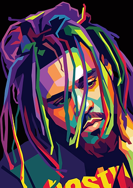 Colorful Portrait of J. Cole