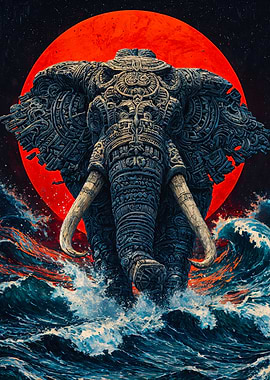 Ancient Totem Elephant Stormy Sea