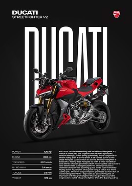 Ducati Streetfighter V2 Motorcycle Poster