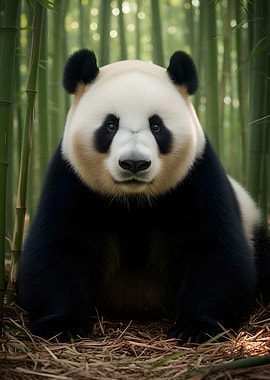 Panda in Bamboo Forest