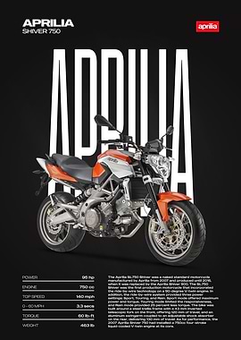 Aprilia Shiver 750 Motorcycle Poster