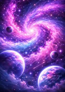 Vibrant Galaxy with Planets