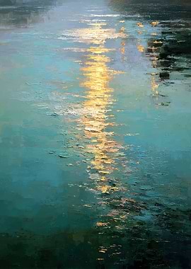 Impressionistic Water Reflection Painting