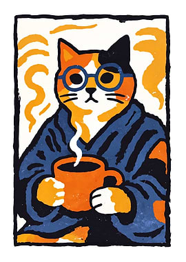 Cozy Cat Coffee Wall Art