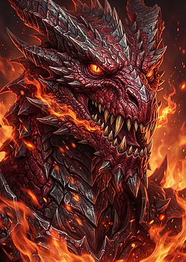Fiery Red Dragon Portrait