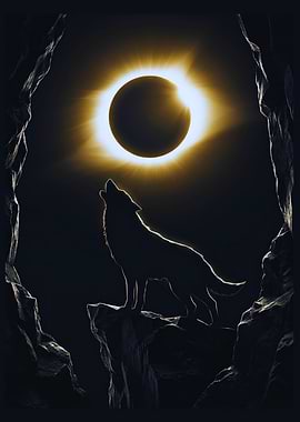 Wolf Howling at Solar Eclipse