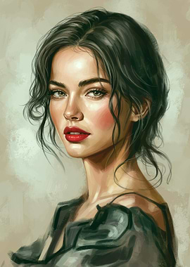 Portrait of a Woman with Red Lips