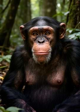 Chimpanzee in a Forest