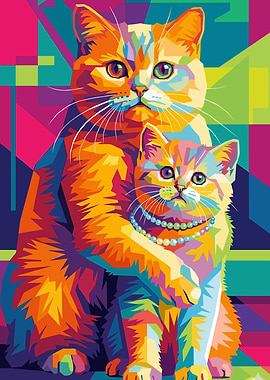 Pop Art Cats with Pearls