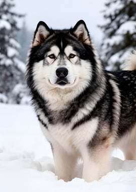 Alaskan Malamute in the Snow