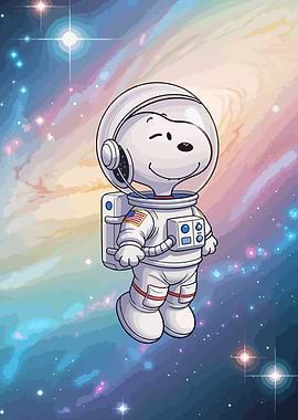 Snoopy as an astronaut in space